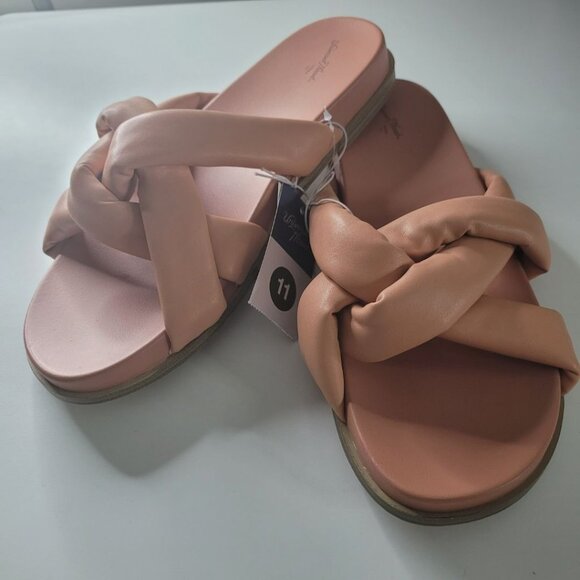 Universal Threads Puff Vinyl Sandals Coral Slip On Slides Woven Womens 11 - Picture 4 of 7